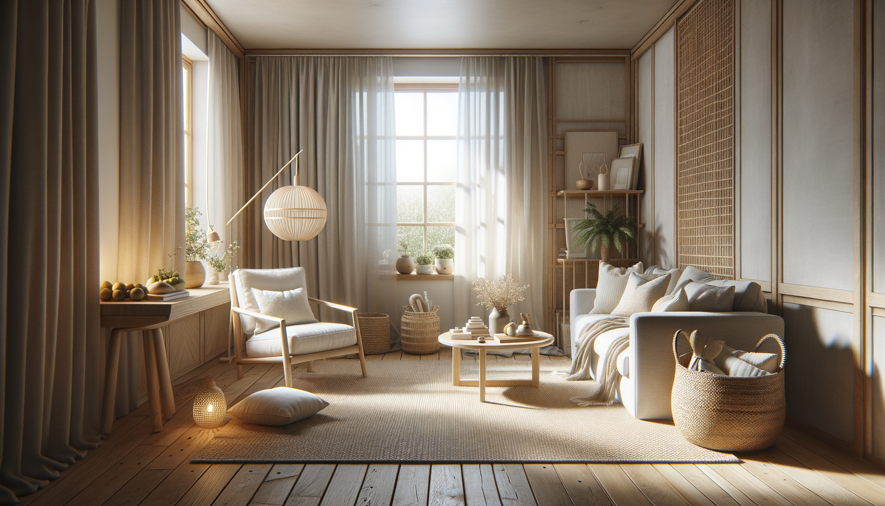 shelf styling living room neutral — natural textures