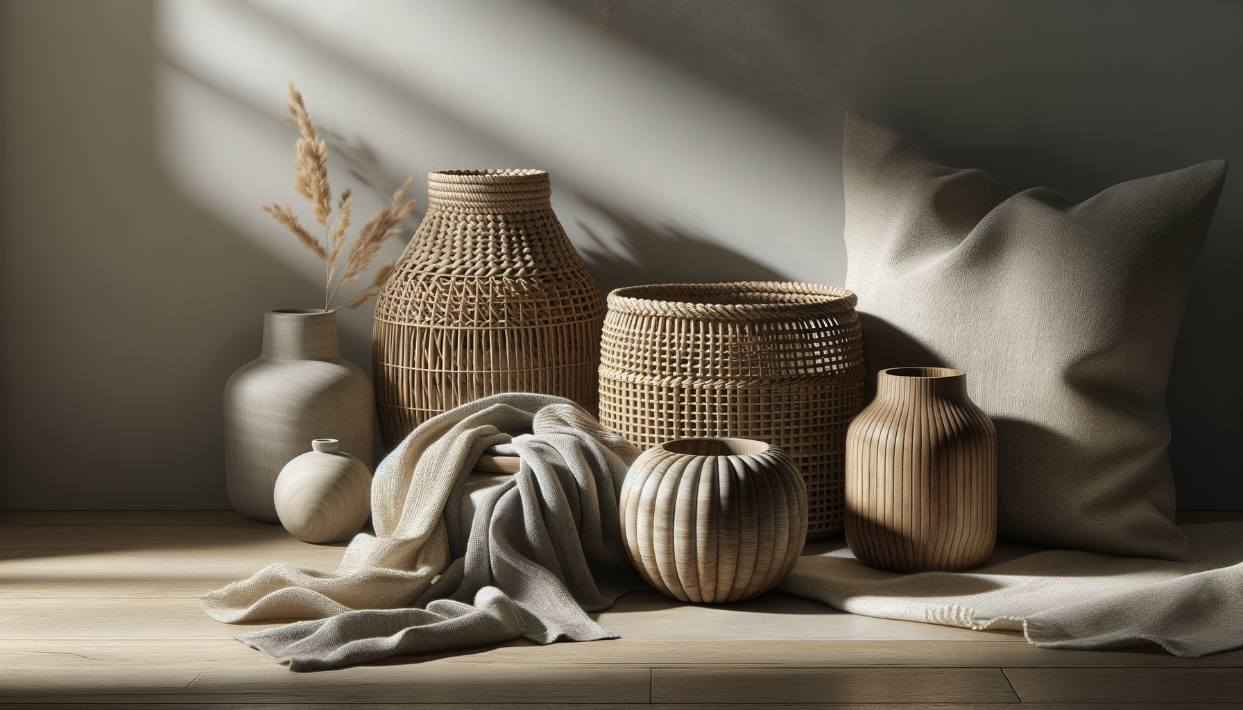 woven textures interior design — warm minimal detail
