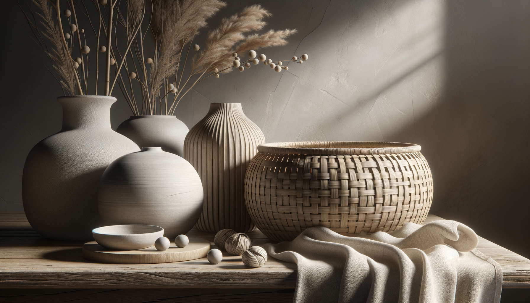 shelf styling living room neutral — warm minimal detail