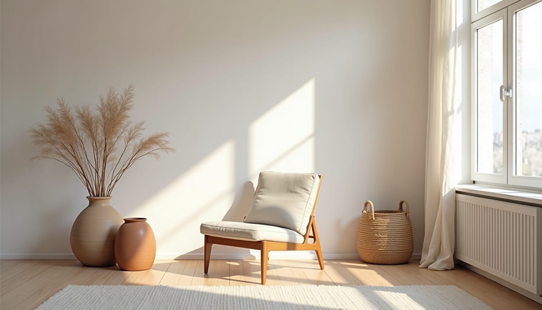 narrow hallway decor — natural textures
