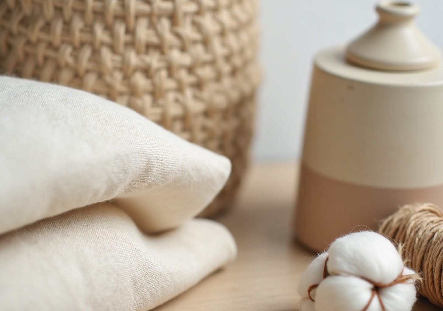 diy fabric storage — warm minimal detail