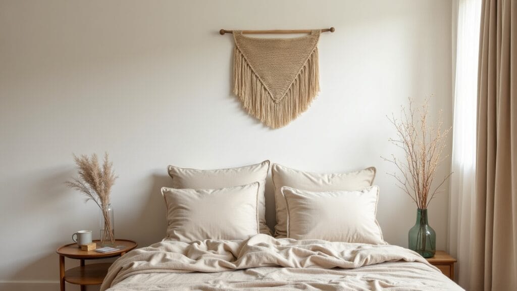 linen wall decor — calm interior