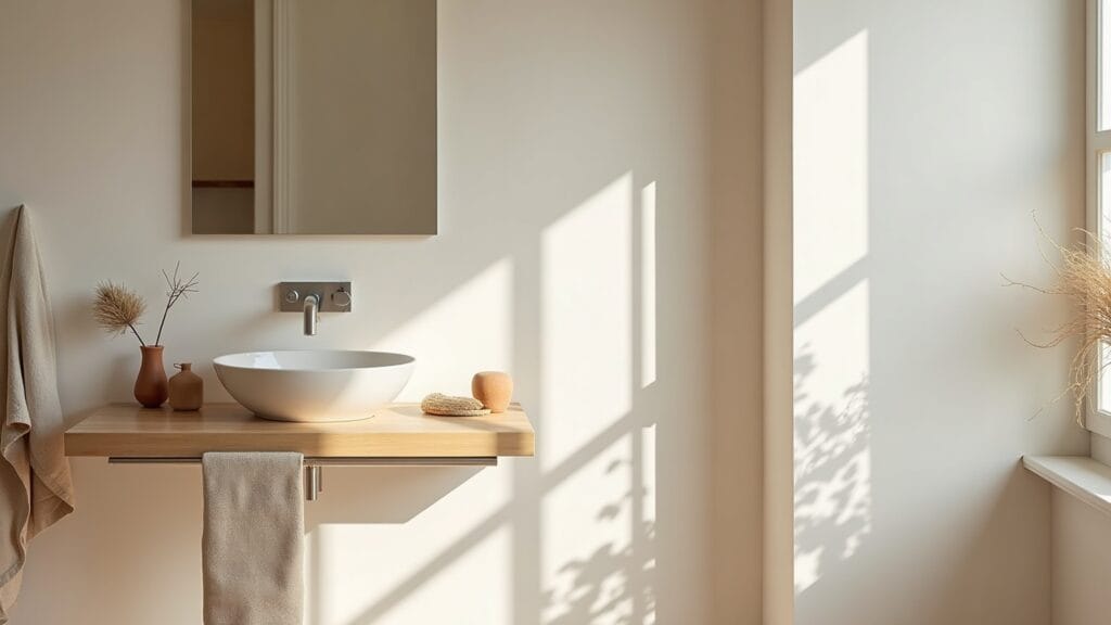 minimal bathroom surfaces — calm interior