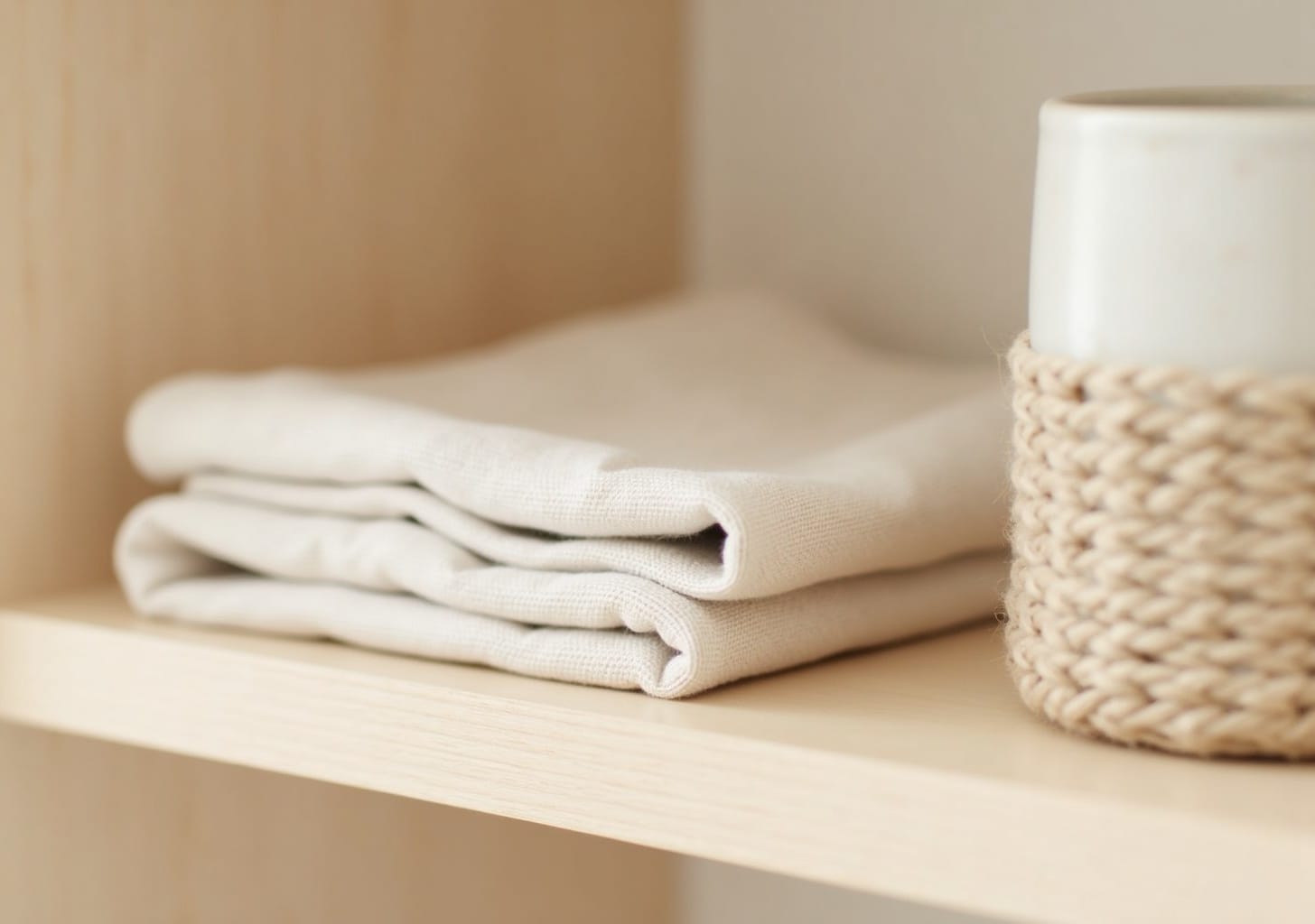 neutral shelf styling — warm minimal detail