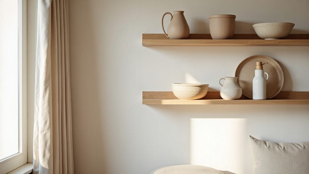 minimal shelf decor — calm interior