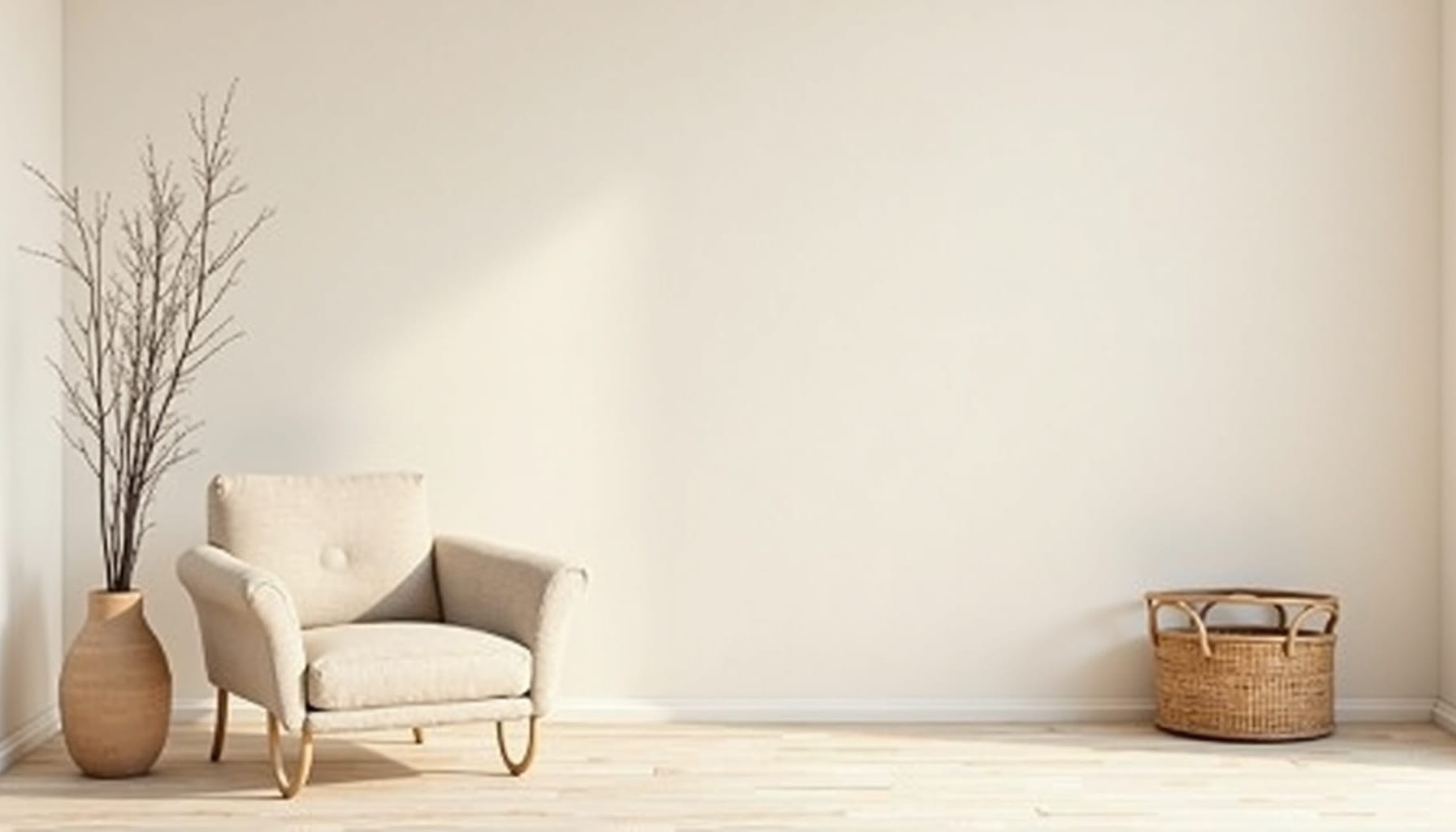 warm metal accents — natural textures