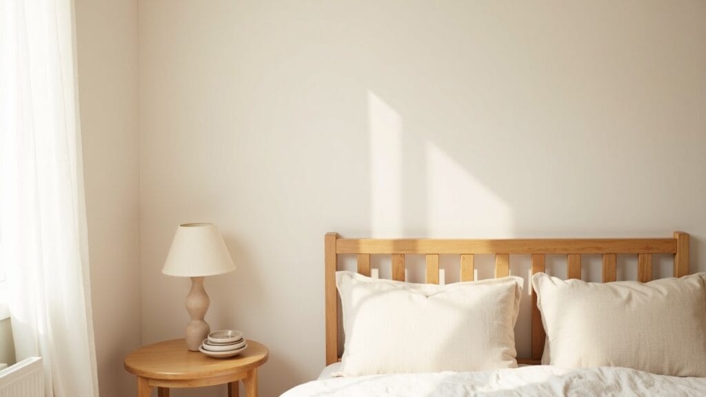 warm metal accents — calm interior