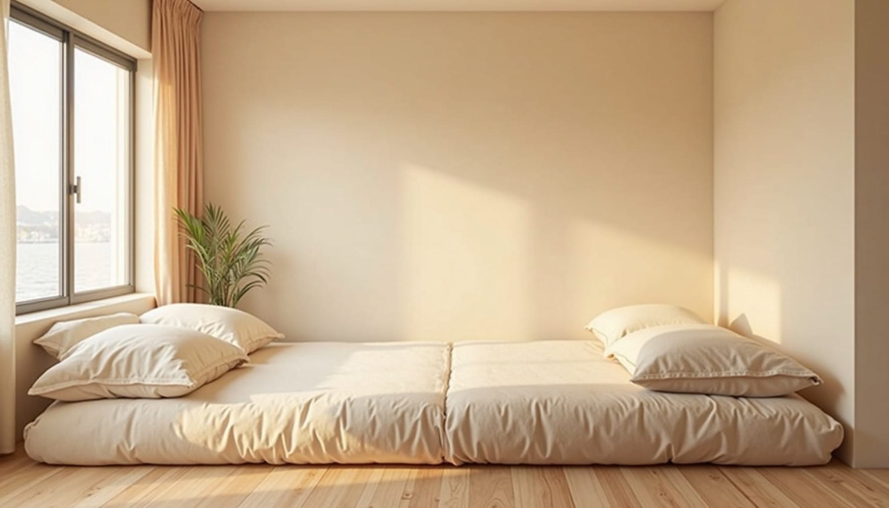 2 beds in one room ideas for adults — natural textures