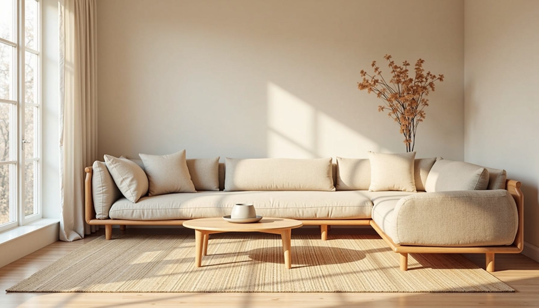 jute rug living room — natural textures