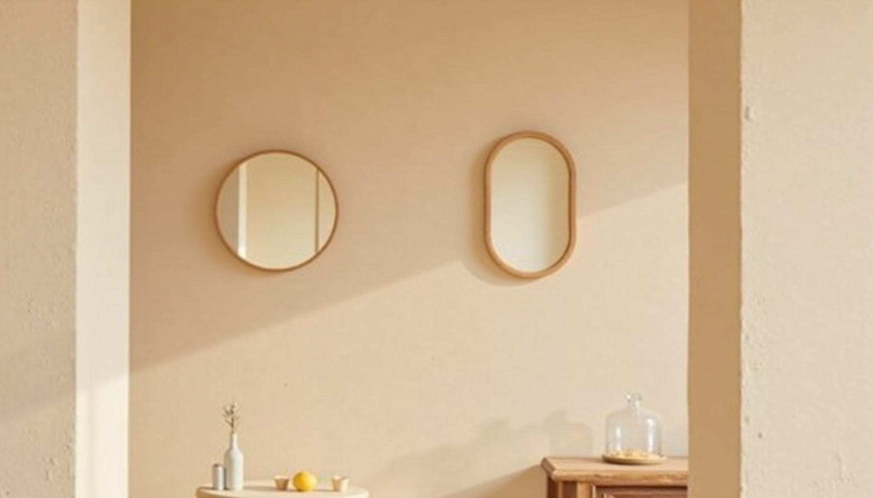 hallway mirrors — warm minimal detail