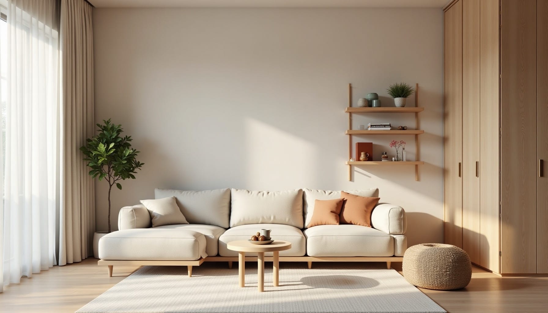 modern small living room ideas — natural textures