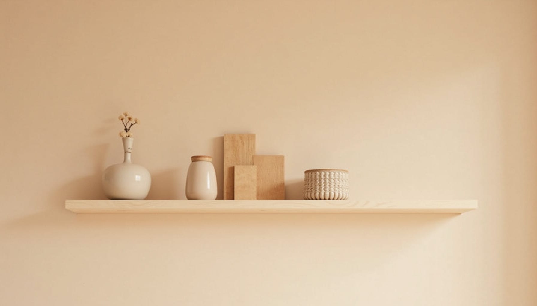 decorating floating shelves — warm minimal detail