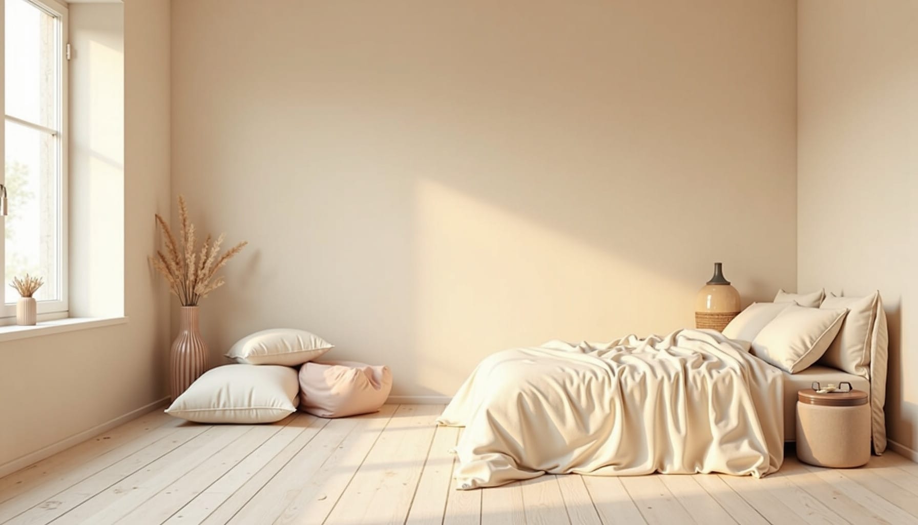 cream bedroom ideas — natural textures