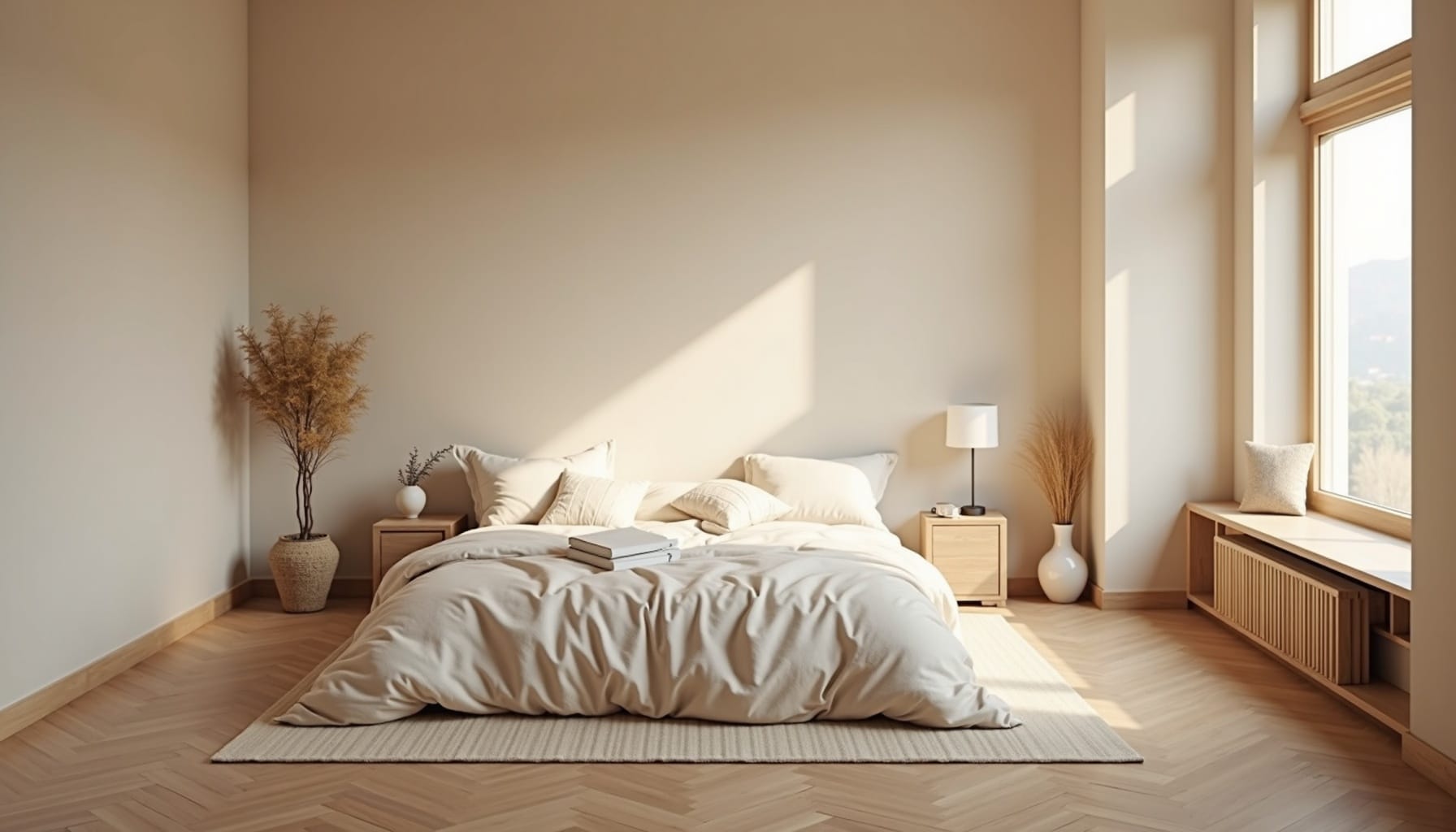 small bedroom layout ideas — natural textures