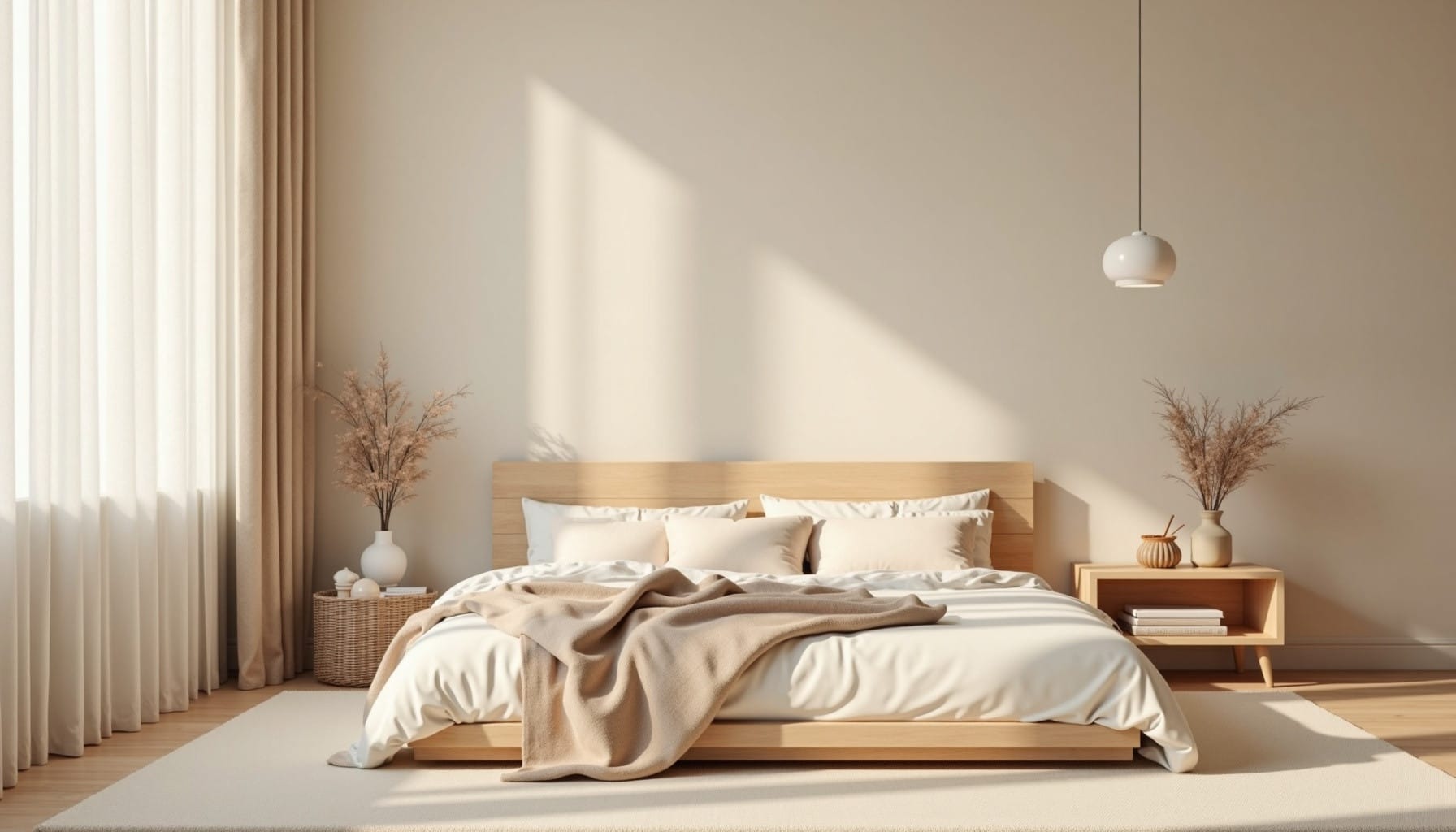 small bedroom storage ideas — natural textures