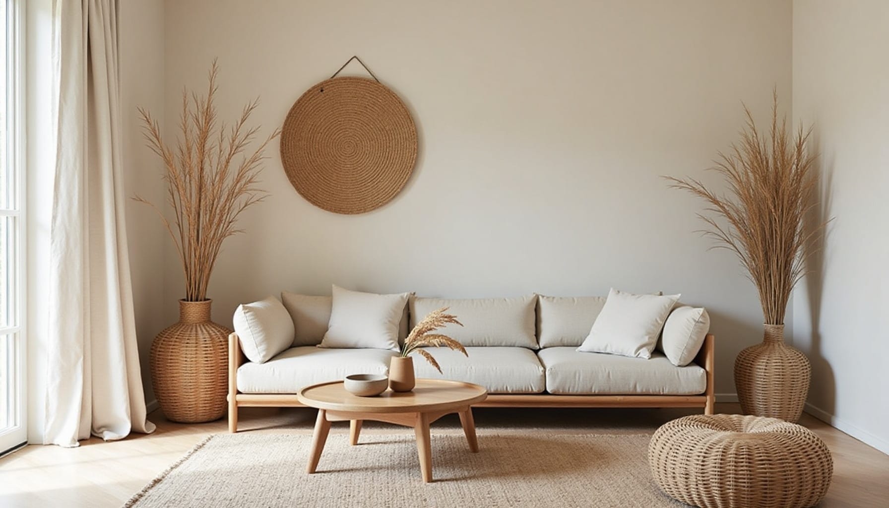 seagrass basket storage — natural textures