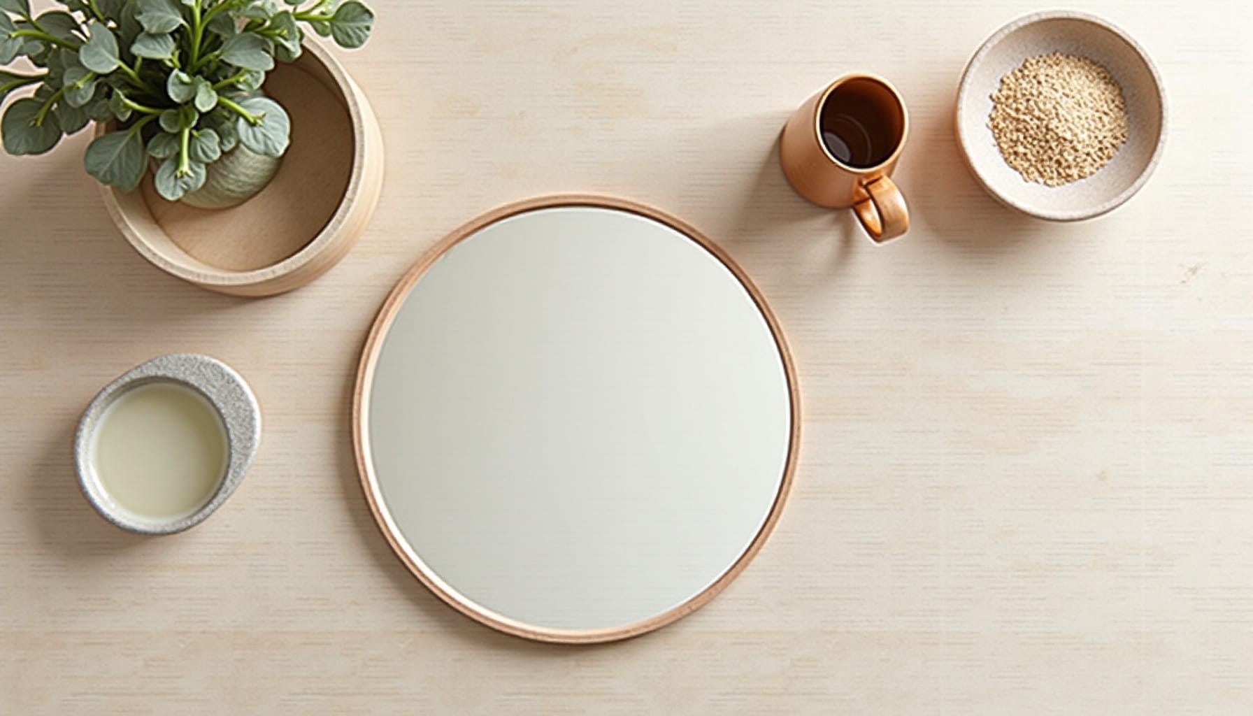 bedroom mirror — natural textures