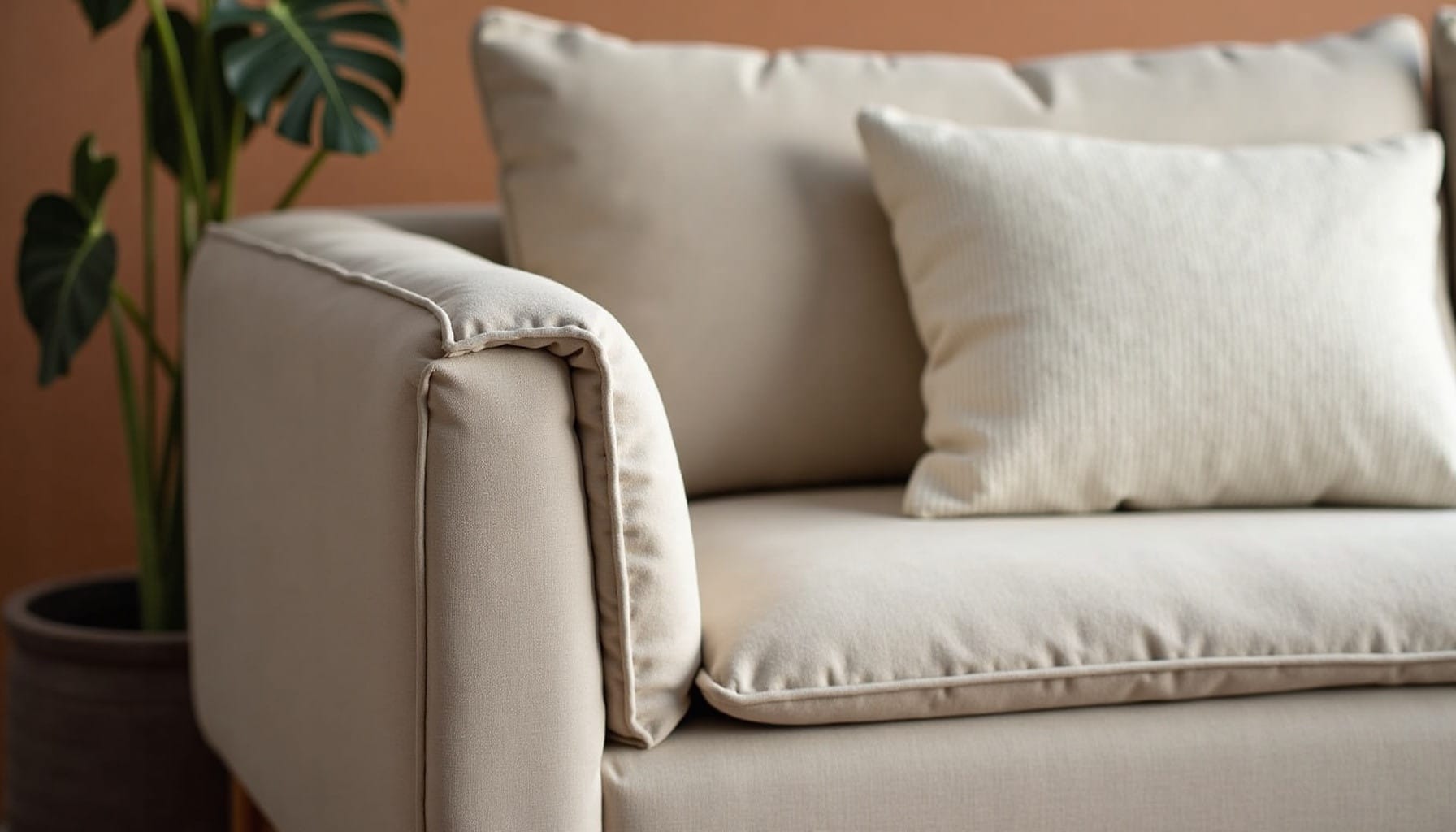 dark grey couch living room ideas — warm minimal detail