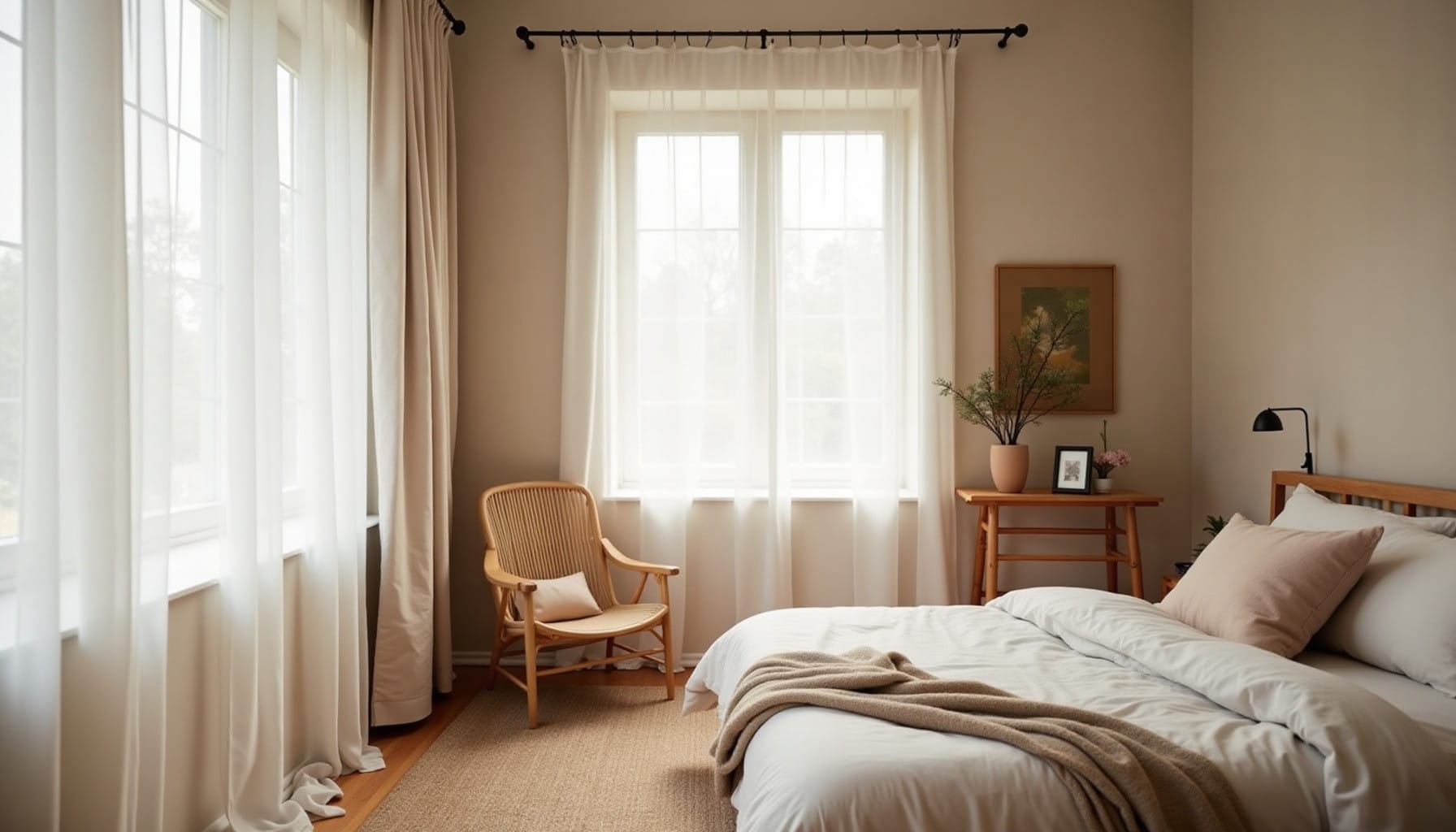 bedroom curtains — natural textures