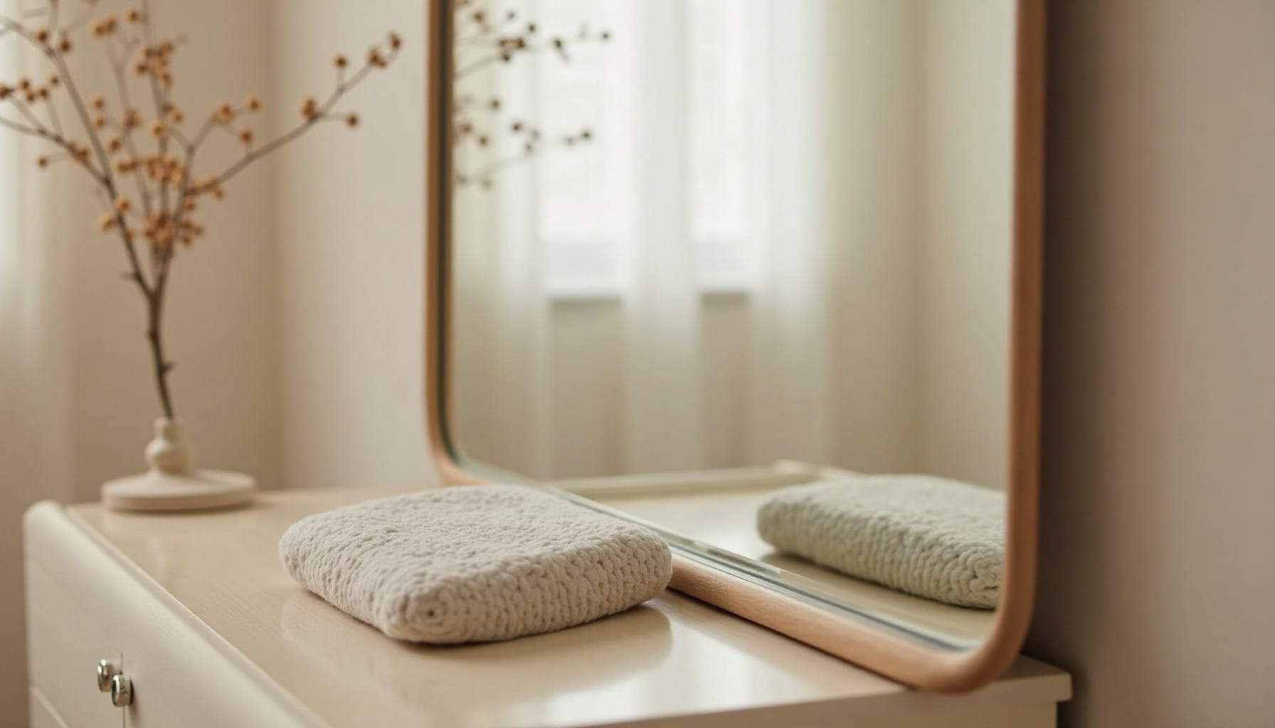 mirrored bedroom furniture — warm minimal detail