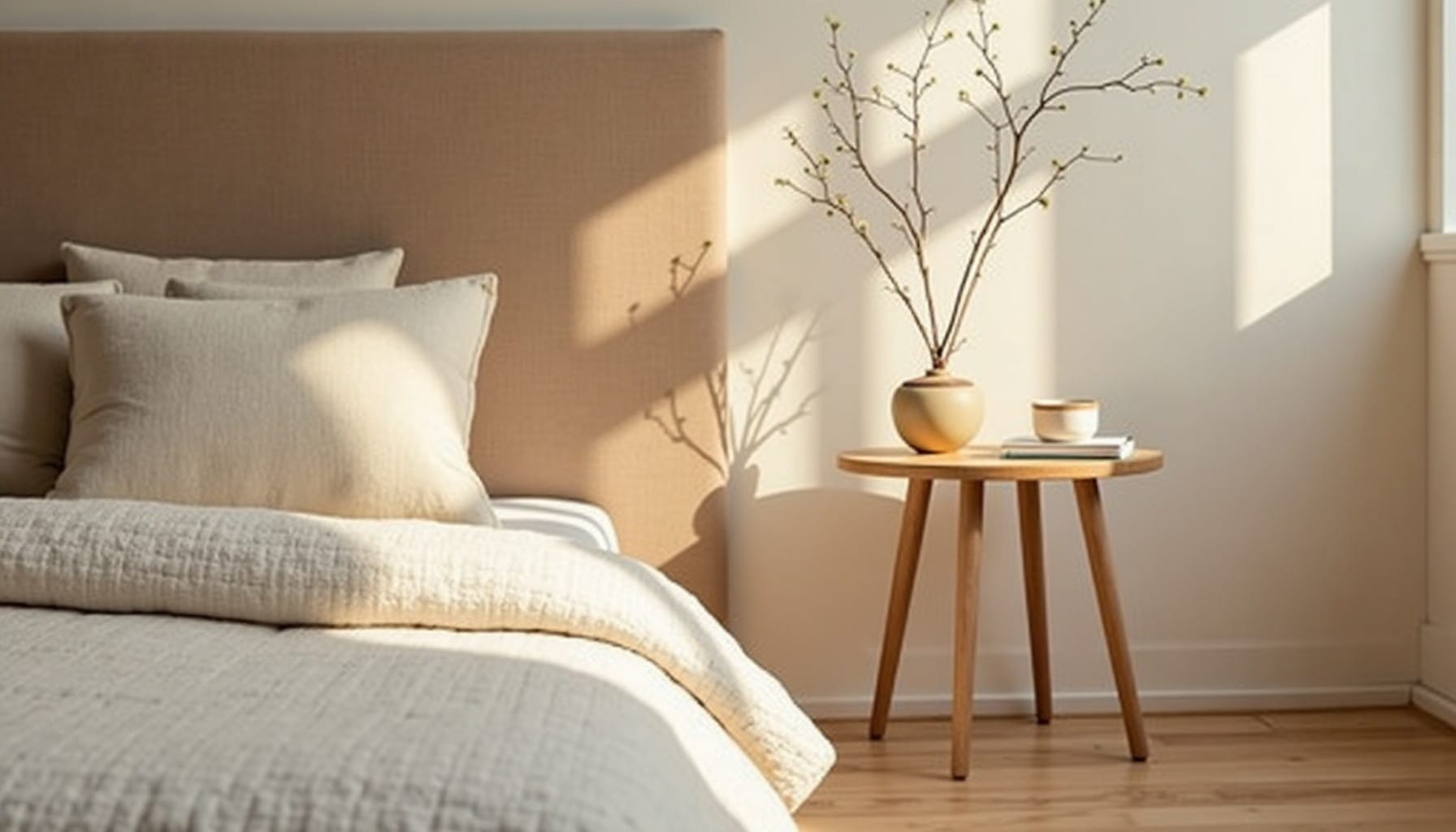 bedroom design — warm minimal detail