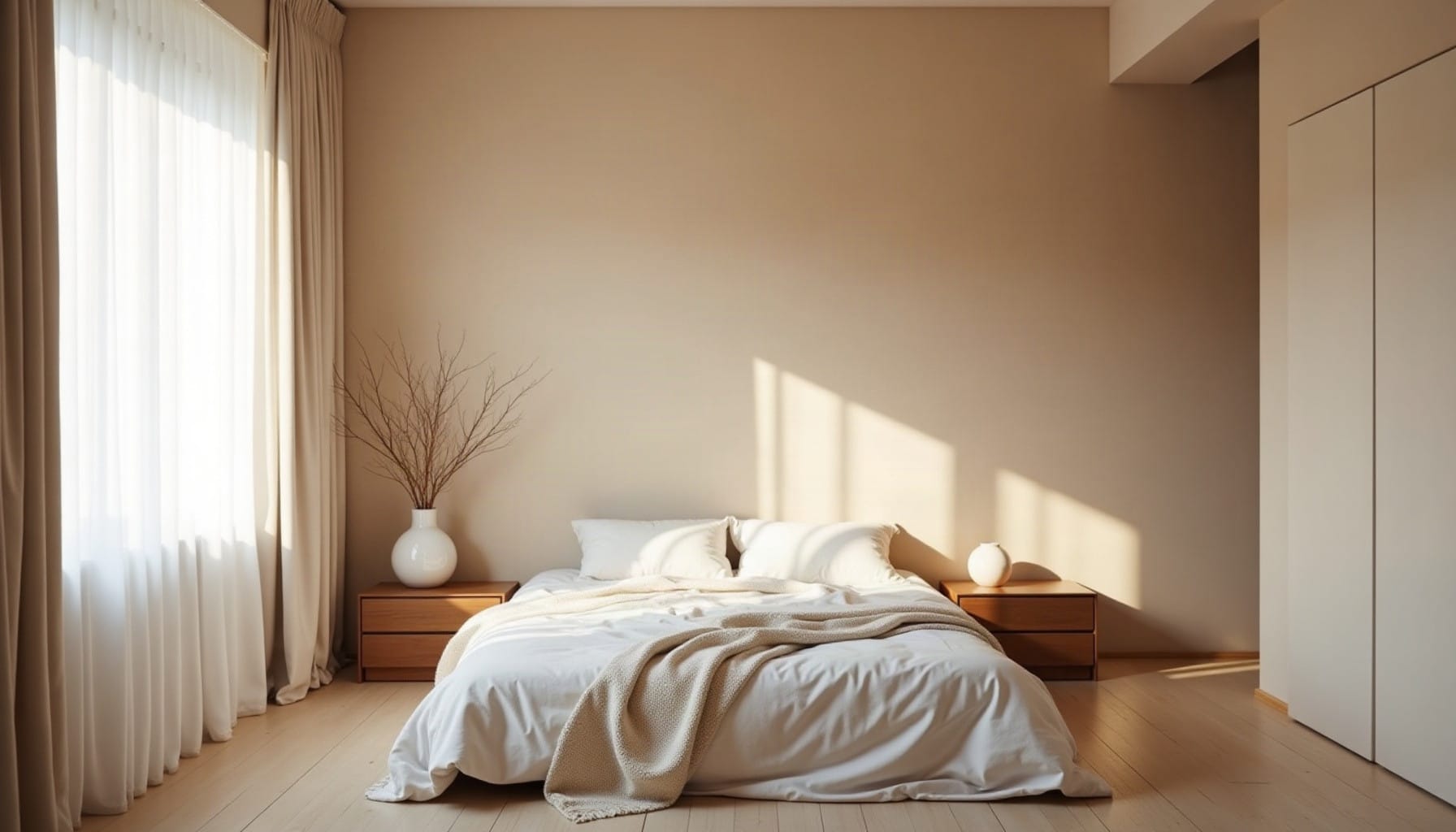 bedroom wall colours, natural textures