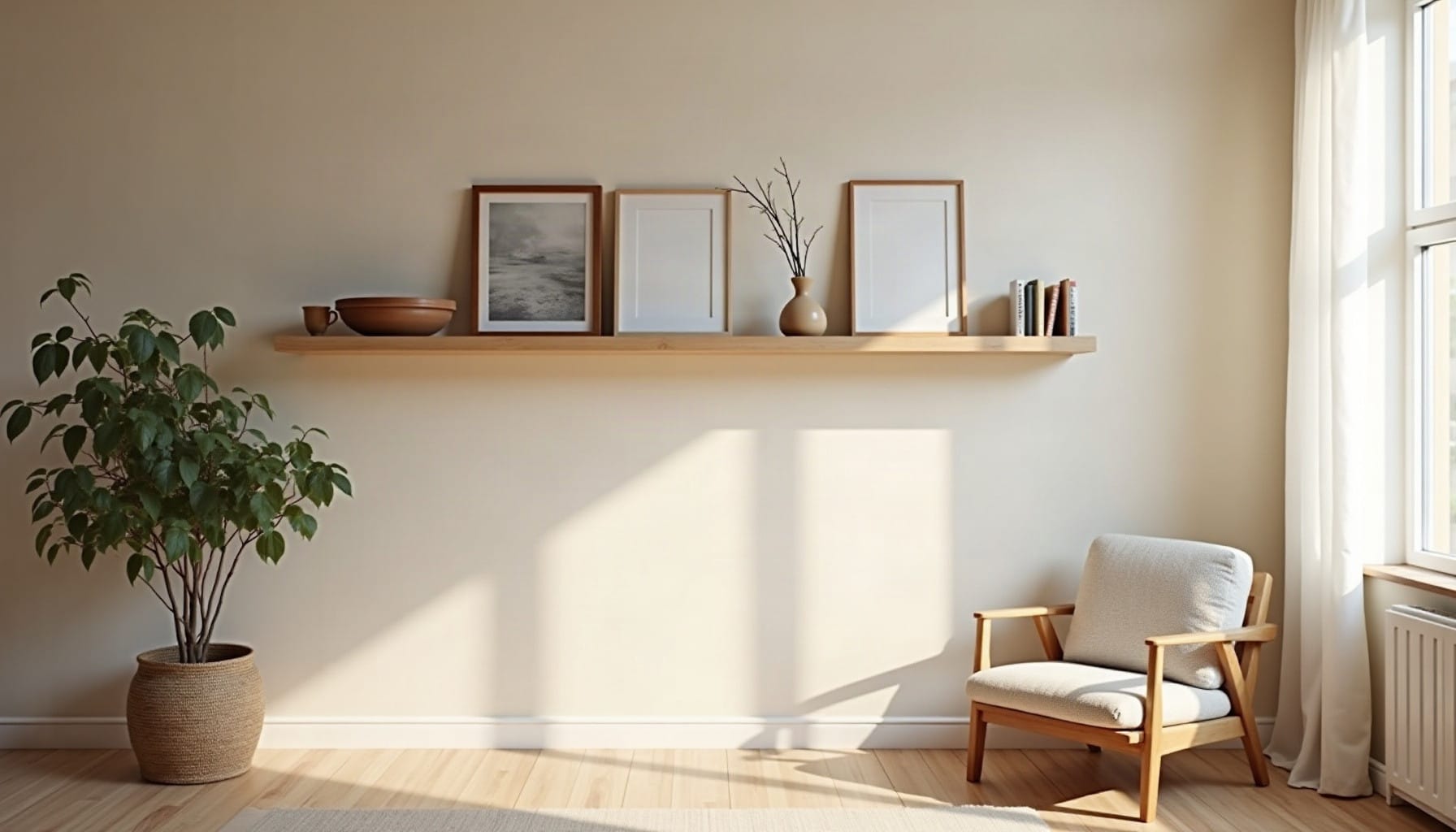 vintage wall shelf, natural textures