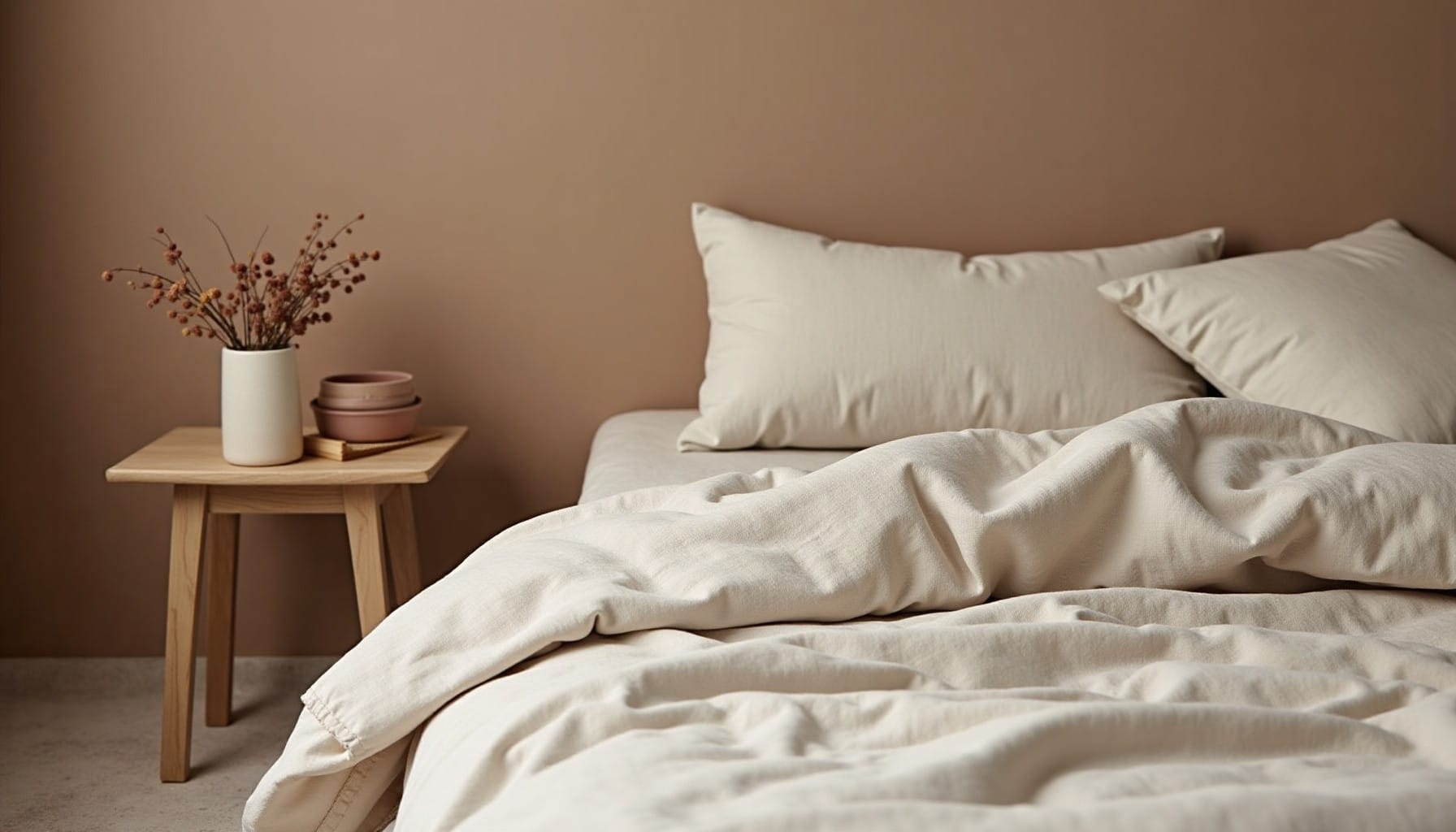 dark bedroom ideas, warm minimal detail