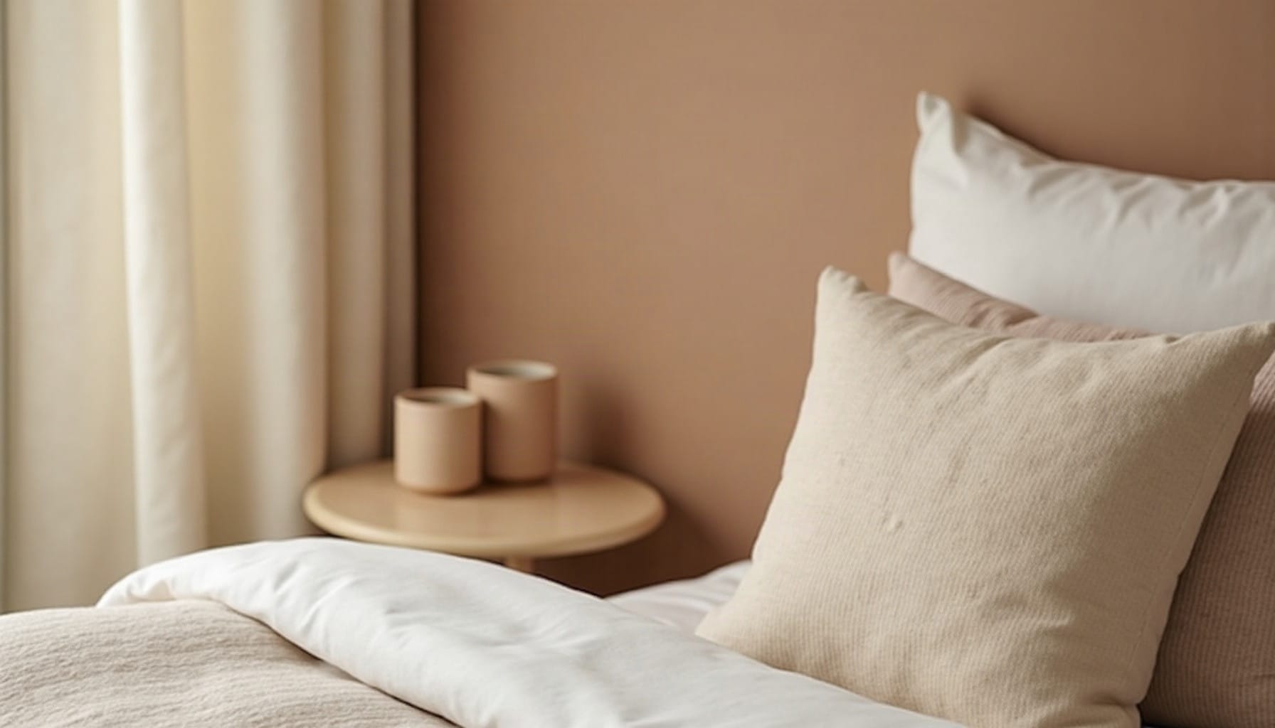 tiny bedroom ideas, warm minimal detail