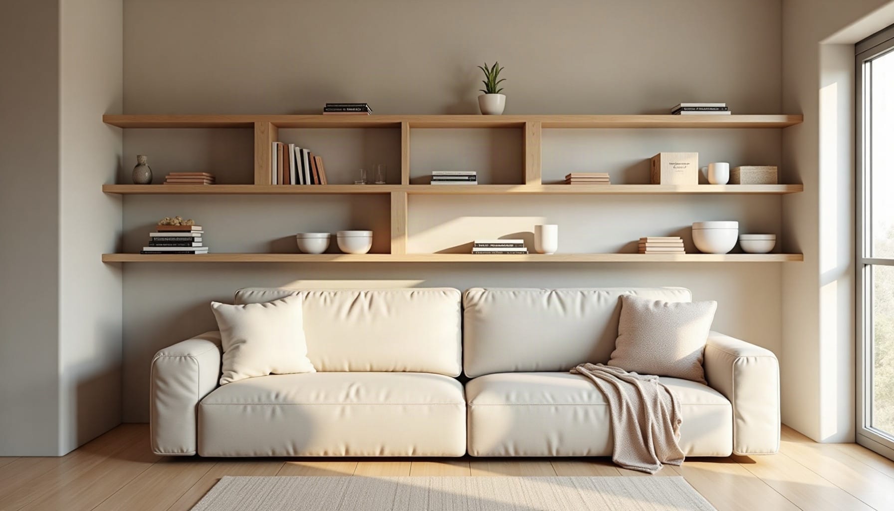 oak effect shelves, natural textures