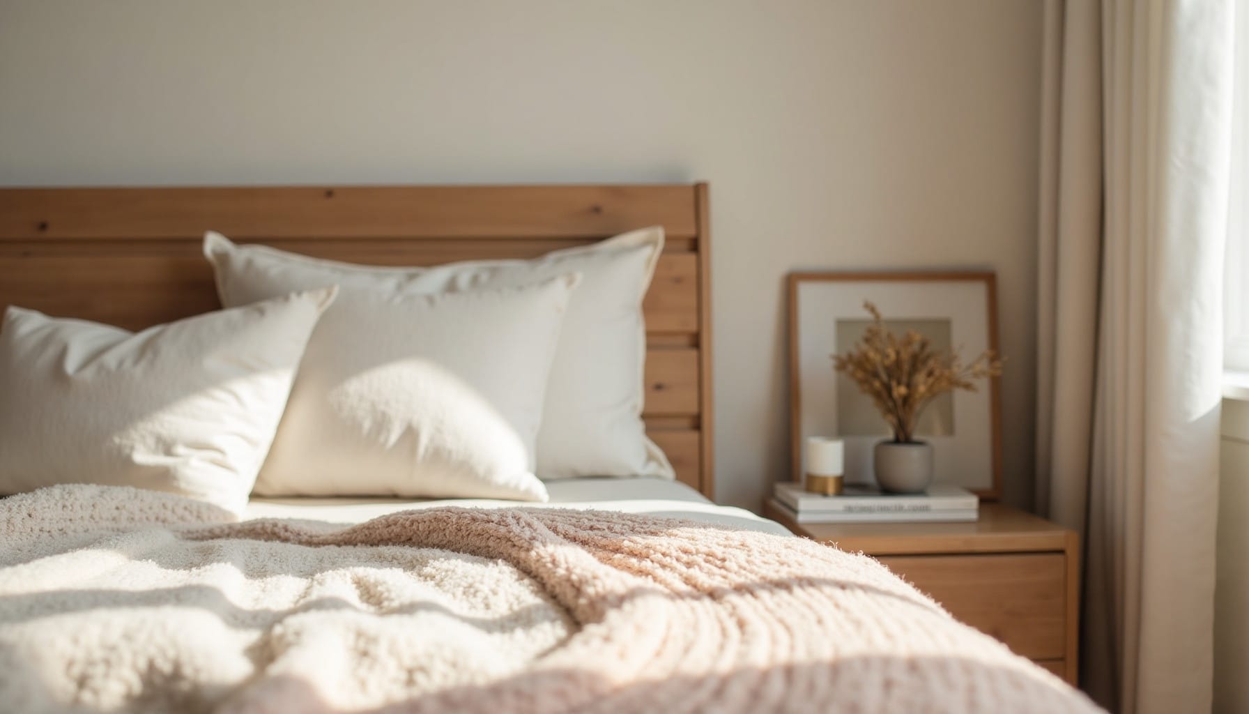 cottage bedroom ideas — warm minimal detail