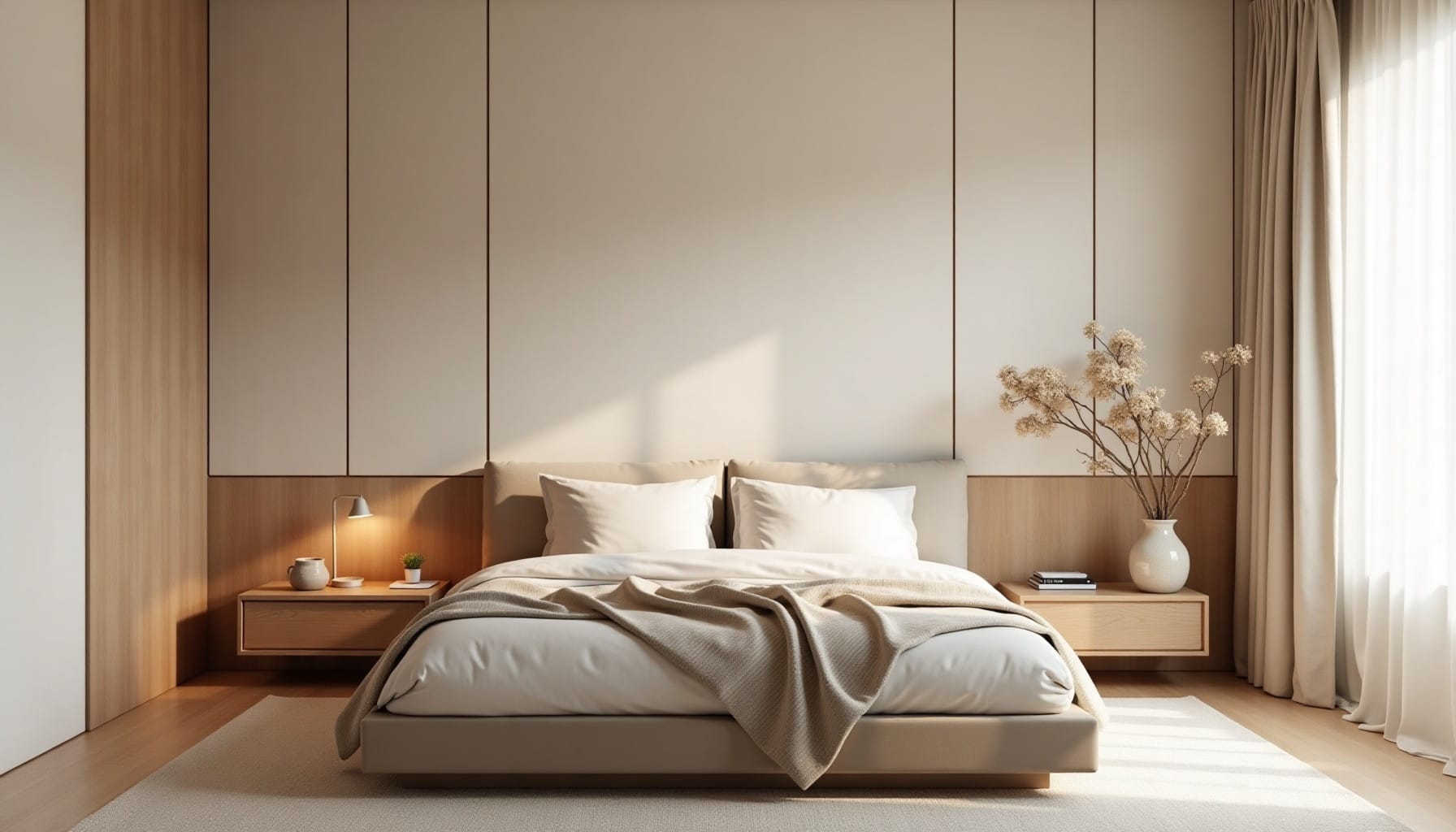 bedroom panelling — natural textures