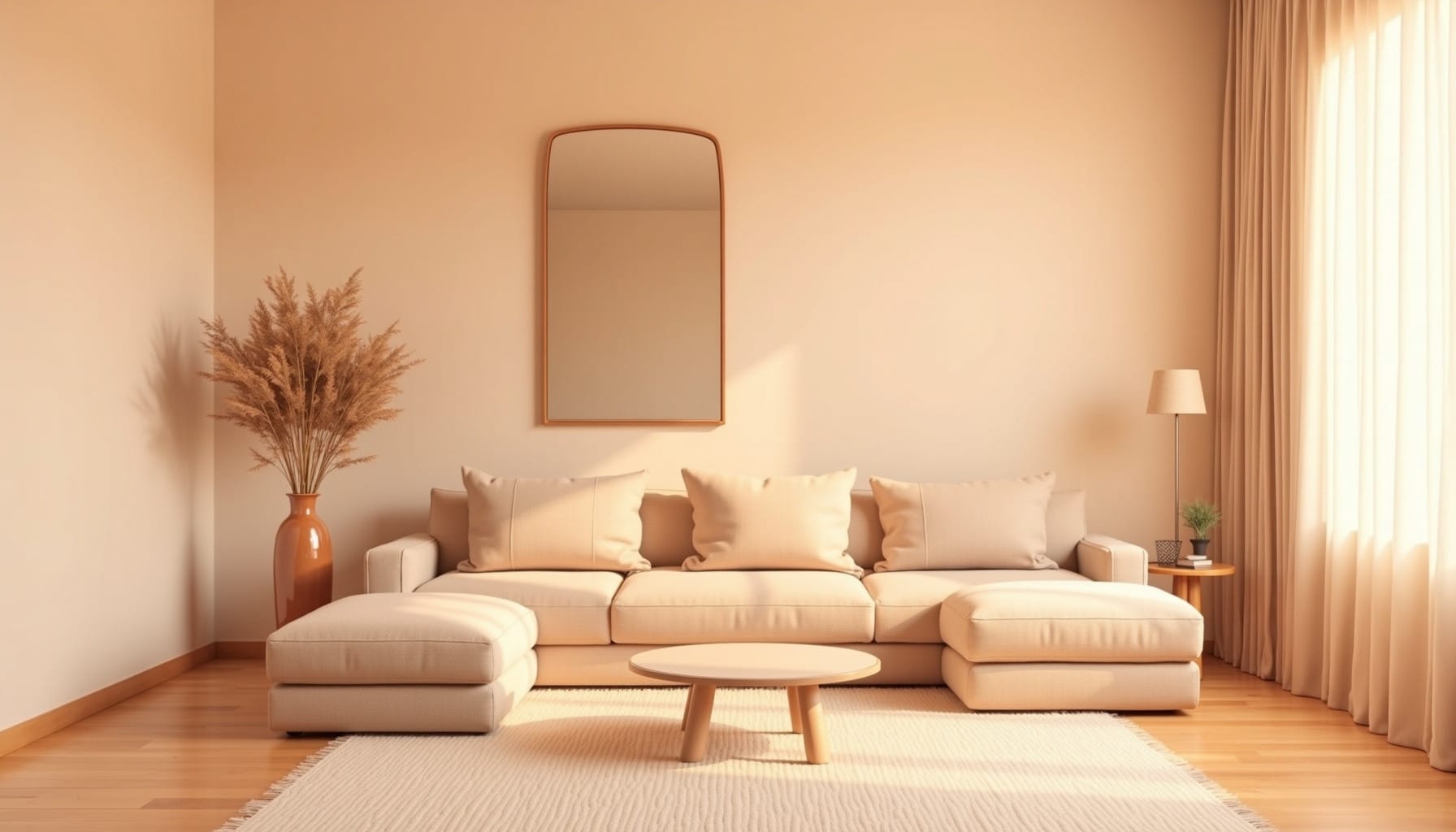 large mirrors for living room — natural textures