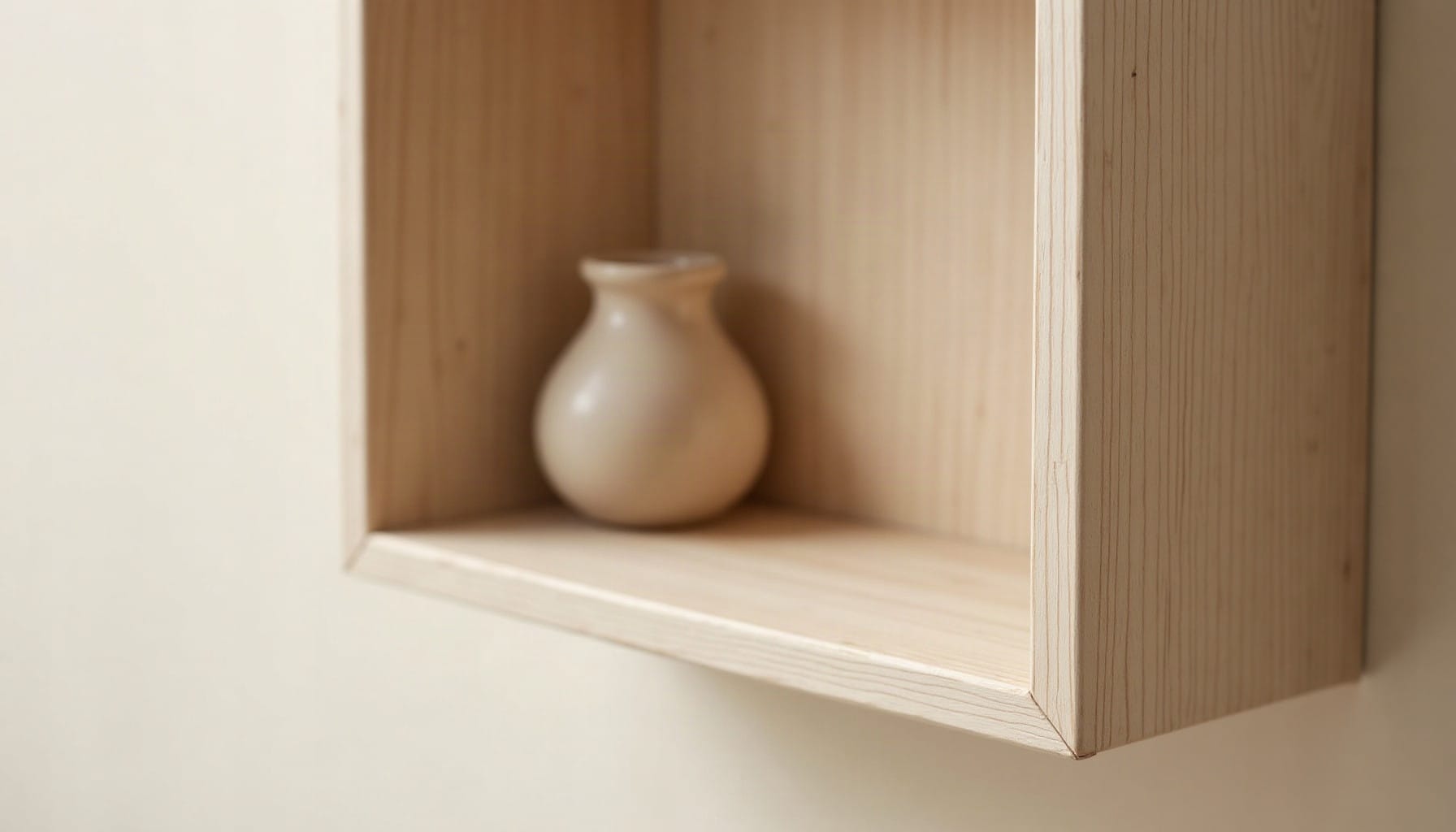 vintage wall shelf, warm minimal detail
