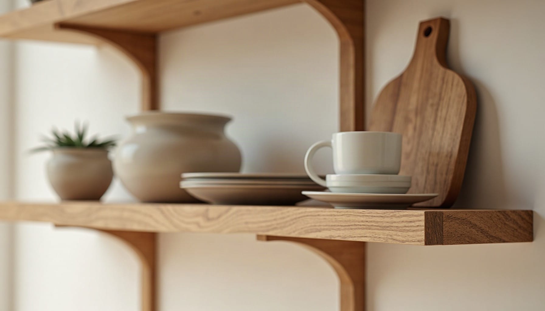 rustic oak shelves — warm minimal detail