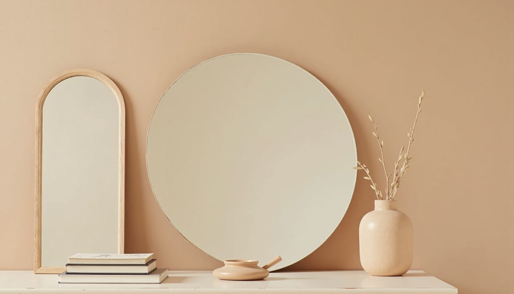 large mirrors for living room — warm minimal detail