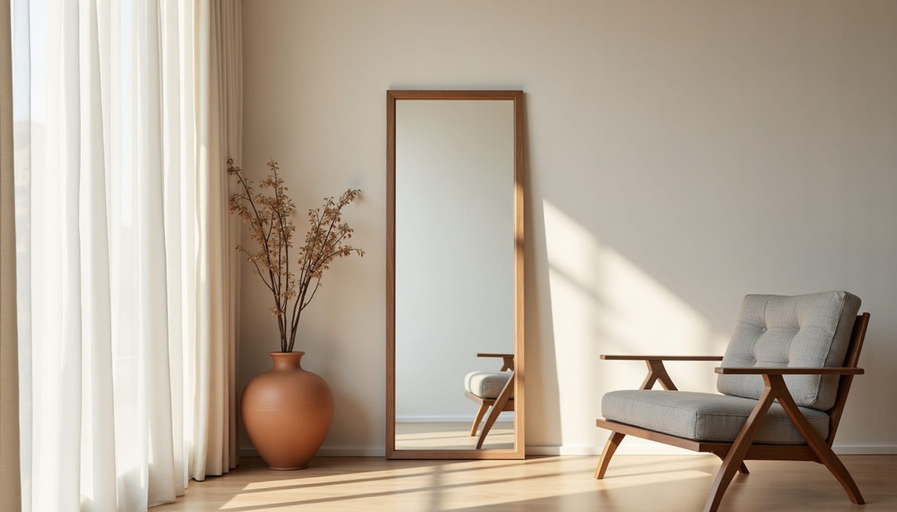 full length wall mirror — natural textures