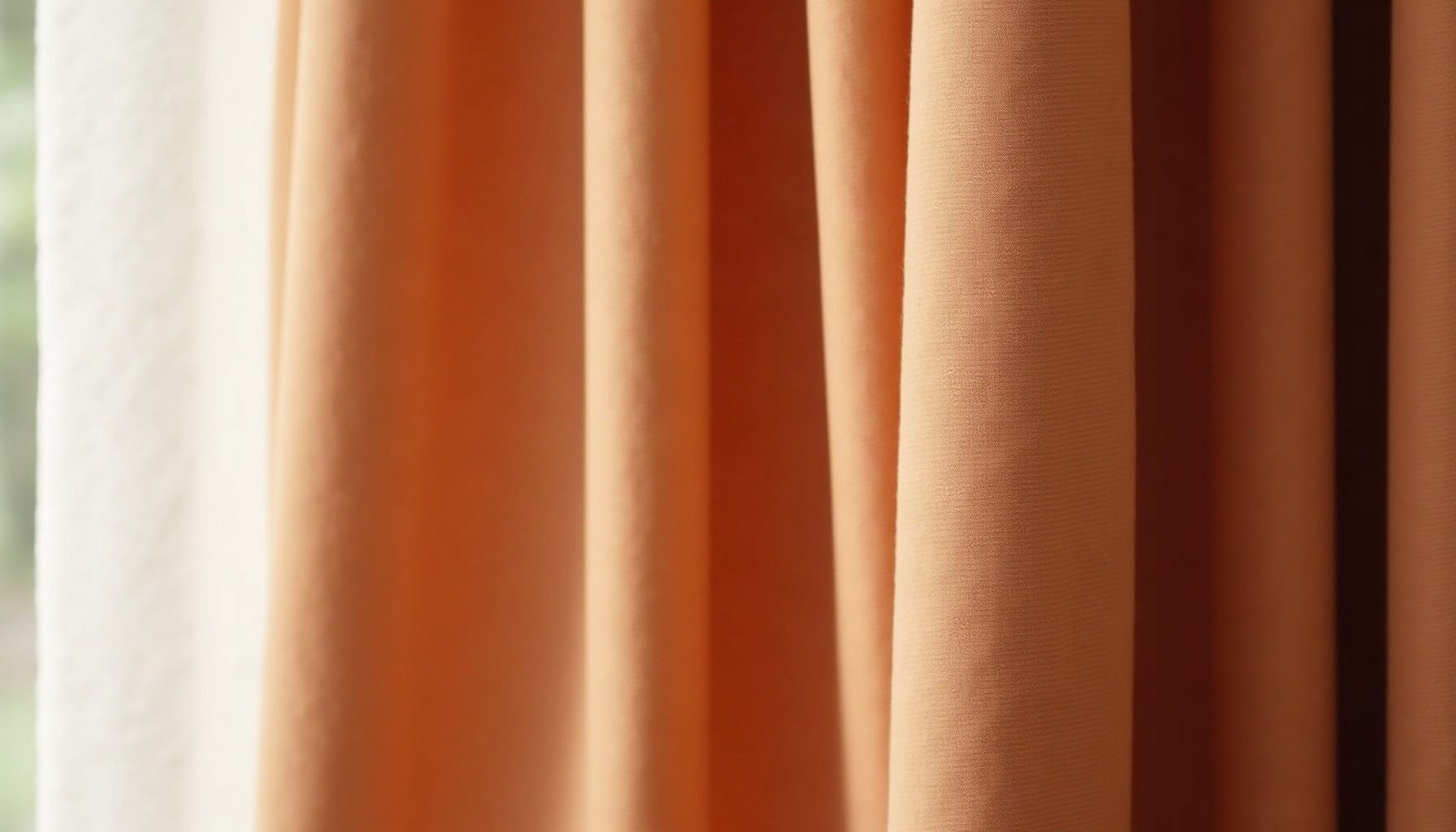 dark orange curtains, warm minimal detail