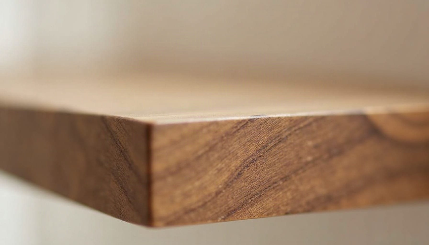 walnut wall shelf, warm minimal detail
