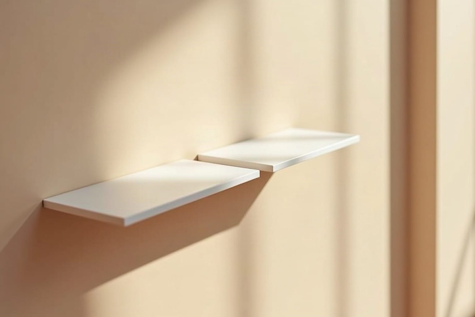 acrylic wall shelves — warm minimal detail