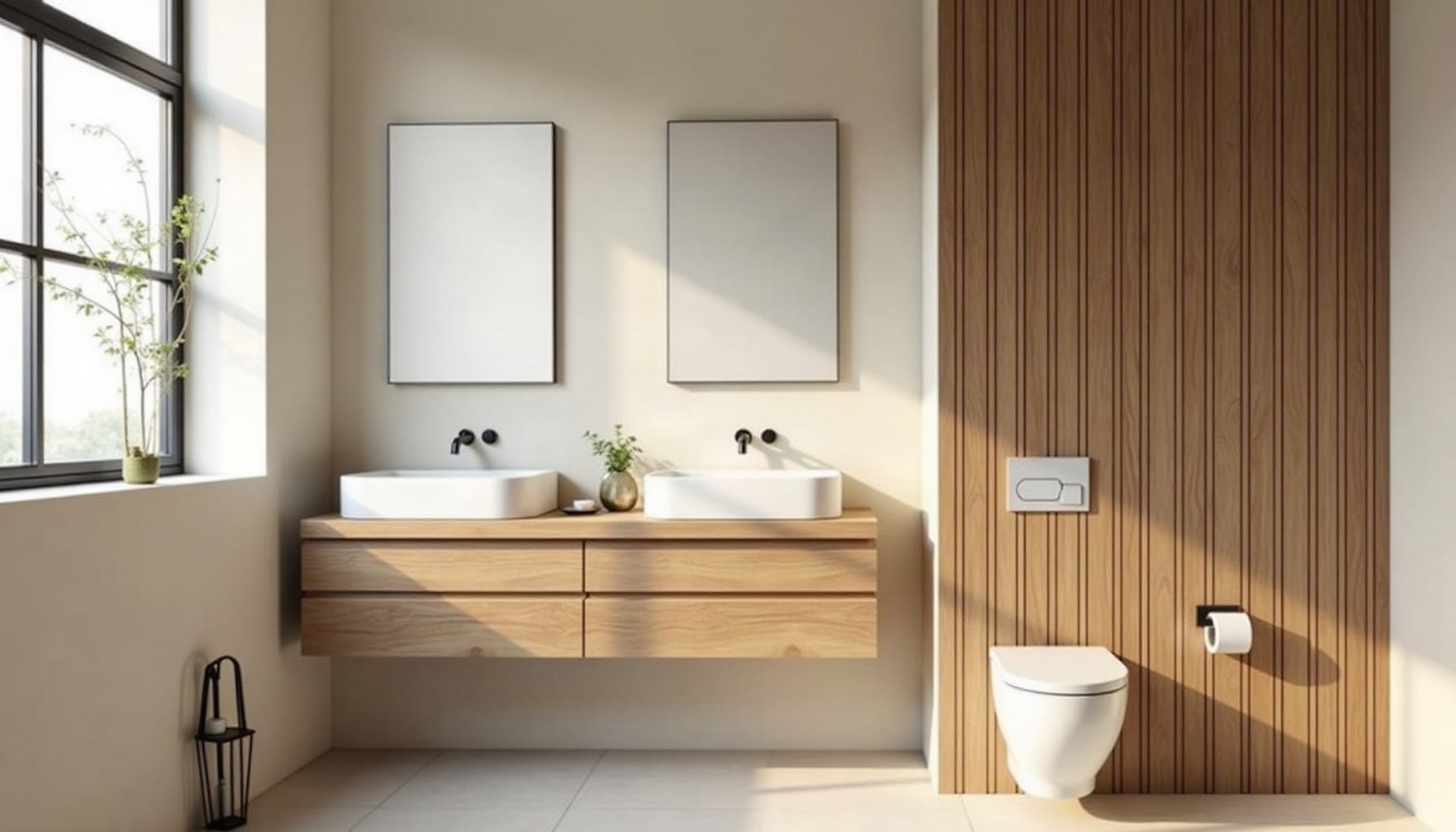 small bathroom storage ideas — natural textures