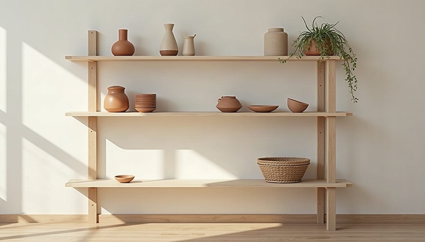 shelf accessories decorating, natural textures