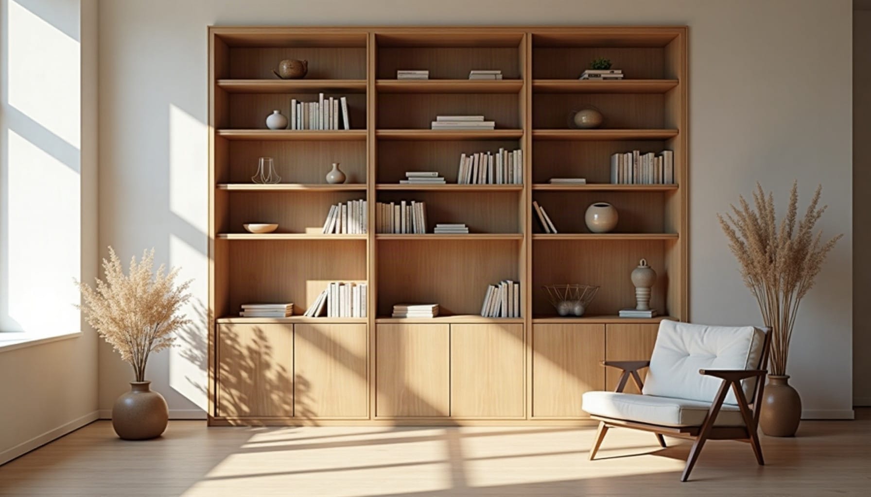 bookshelves wooden — natural textures