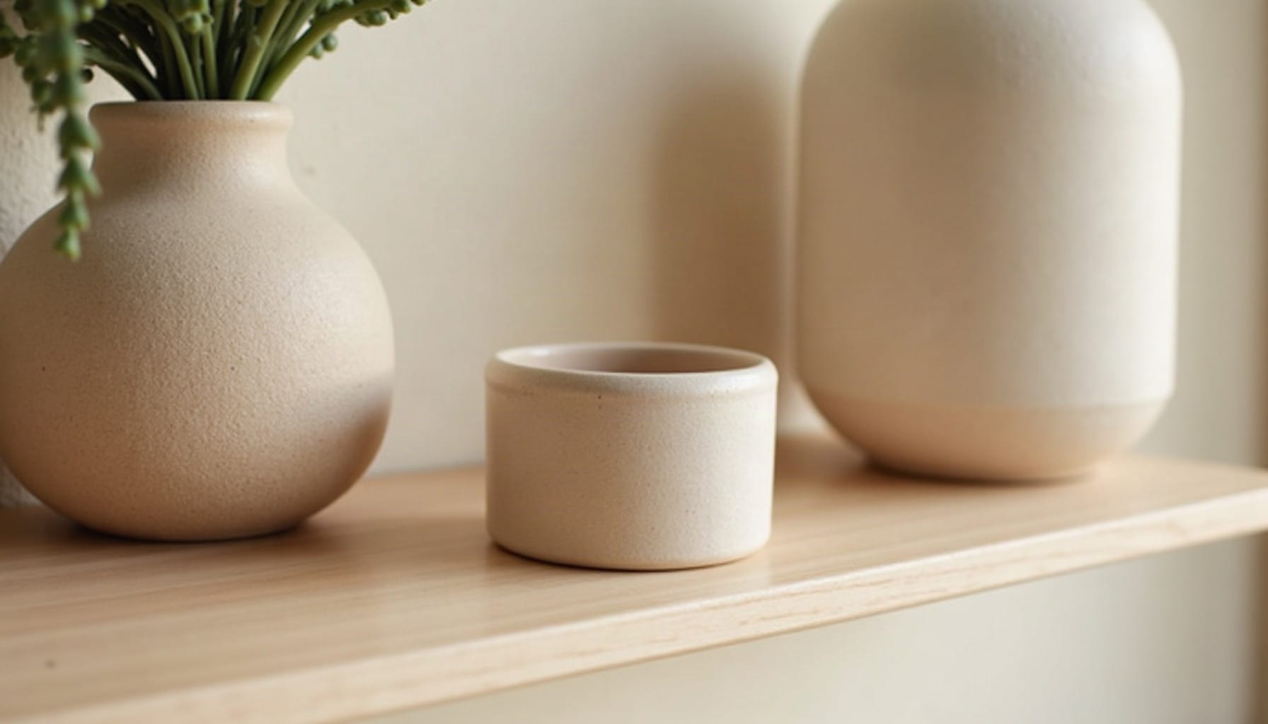 shelf accessories decorating, warm minimal detail