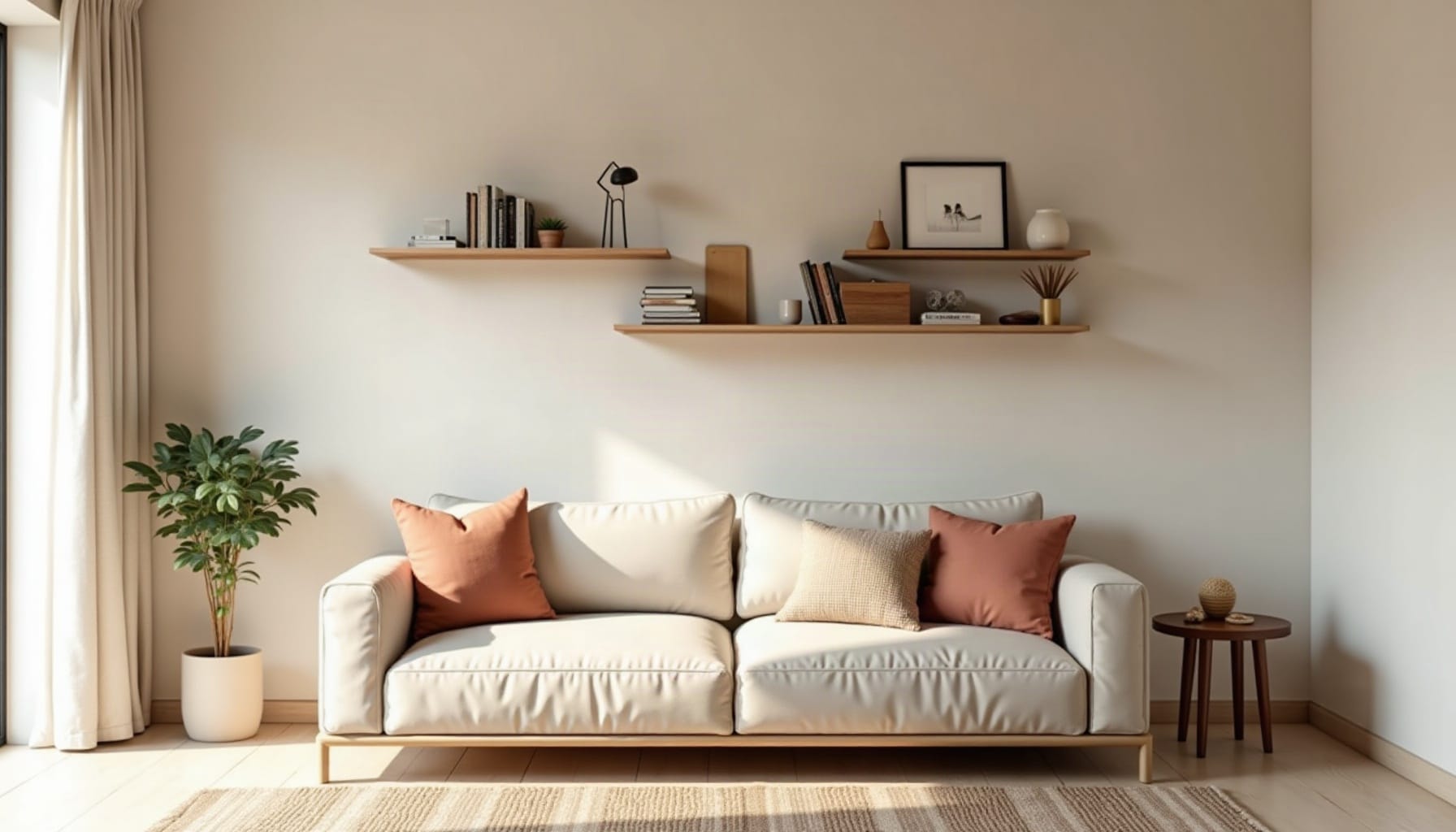 acrylic wall shelves — natural textures