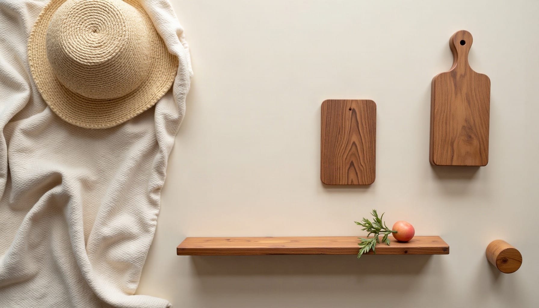 walnut wall shelf, natural textures