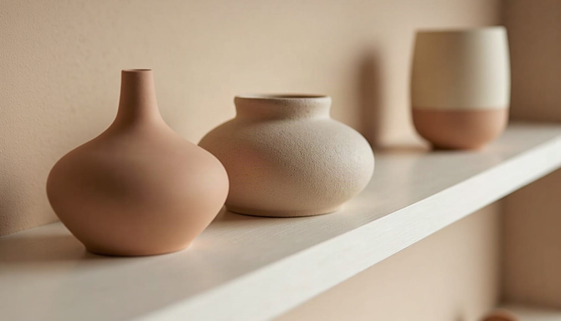 shelf ornament ideas, warm minimal detail