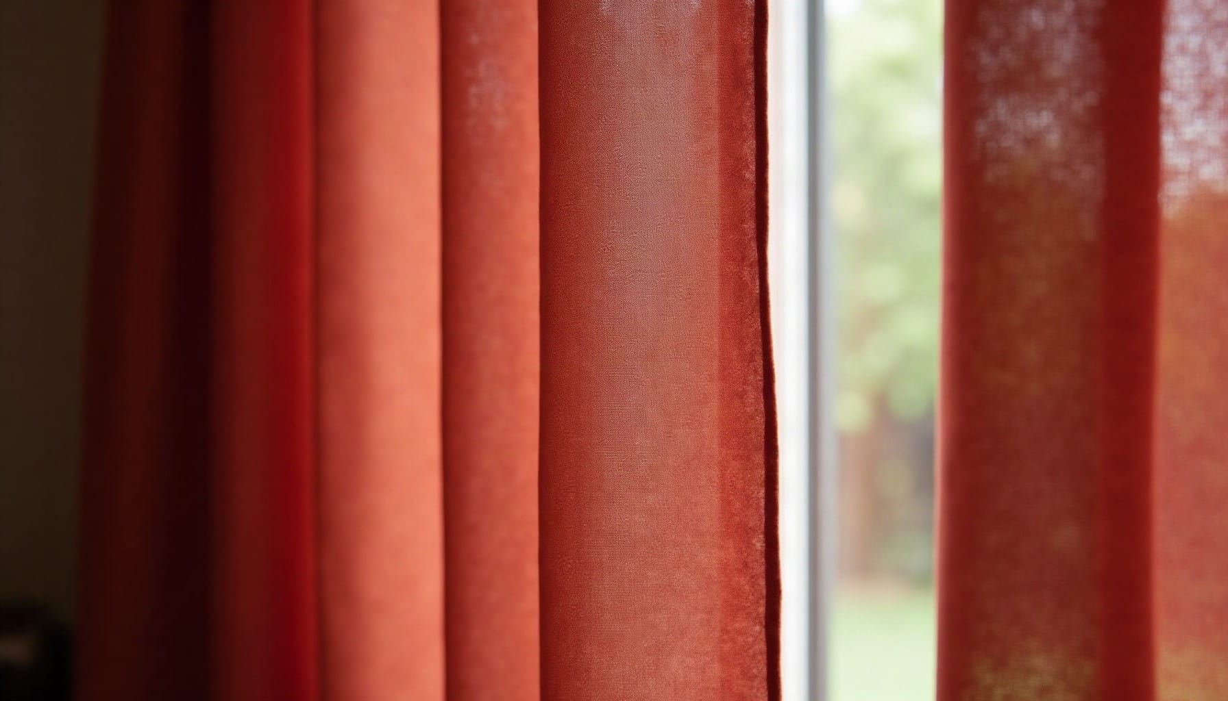 dark red curtains, warm minimal detail
