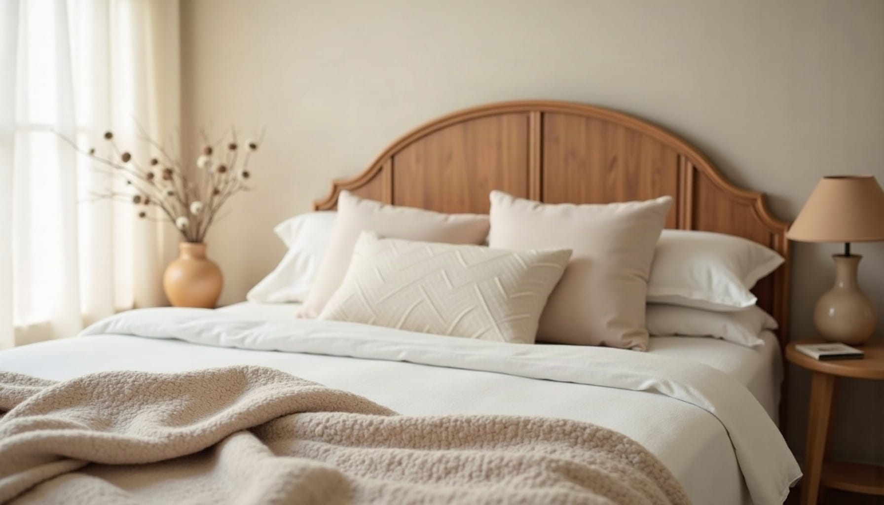 country bedroom ideas, warm minimal detail