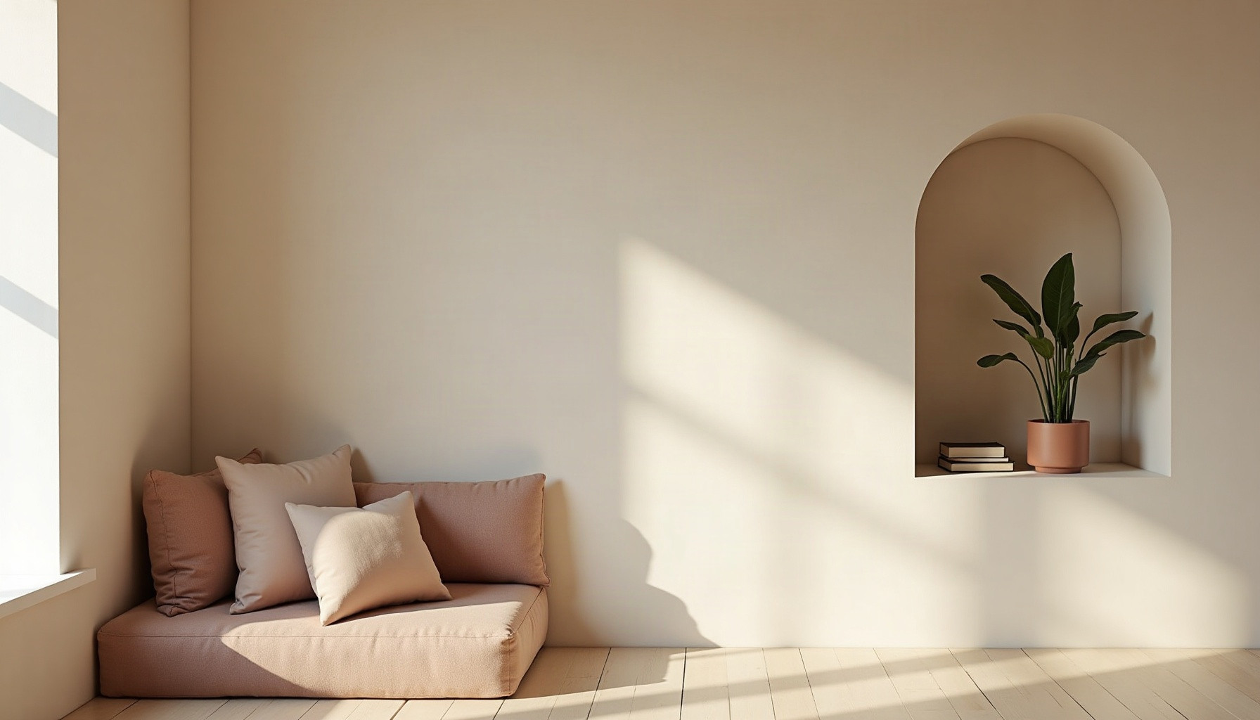 plasterboard wall niche, natural textures